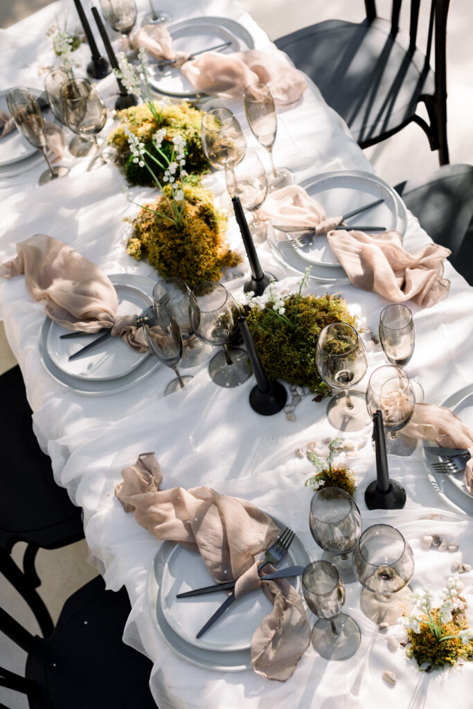 lily of the valley white neutral tablescape 